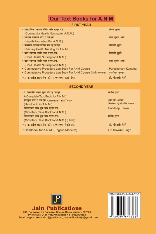 COMMUNITY HEALTH NURSING FOR ANM  BY ( DR. SOVRAN SINGH ) , Publisher: JainPublications