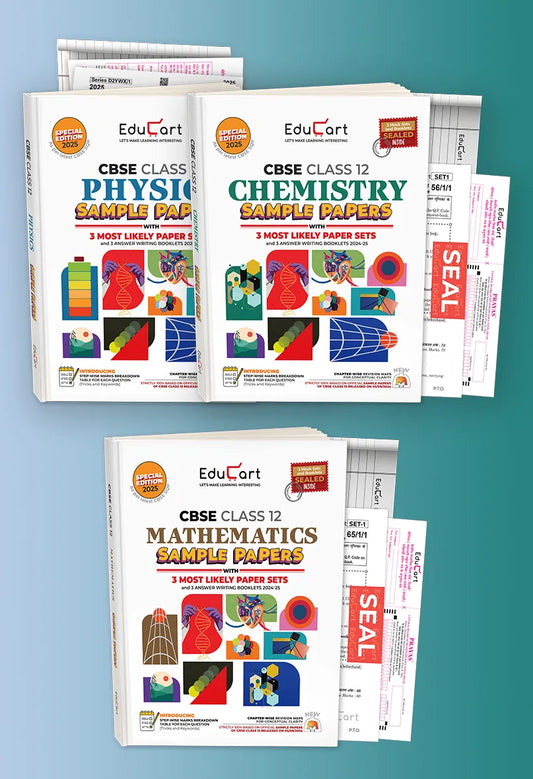Educart CBSE Class 12 Sample Papers Bundle (2024-25) - Physics, Chemistry & Mathematics (With exclusive CBSE Mock Booklets for 2025 Exam)