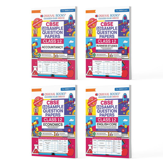 CBSE Sample Question Papers Class 12 Accountancy, Business Studies, Economics & English Core (Set of 4 Books) (For Board Exams 2025)Oswaal