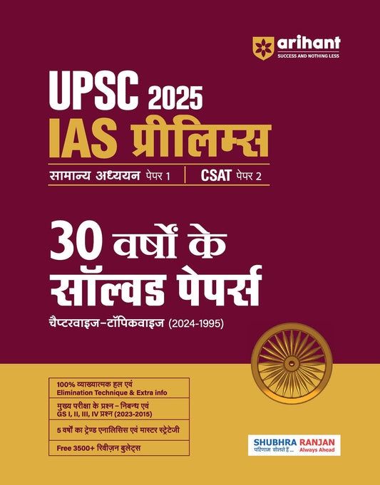 UPSC IAS & State PCS Pre Exam 2025 GS (Paper1) and CSAT (Paper2) | 30 Years Solved Papers (2024 - 1995) | Hindi Medium