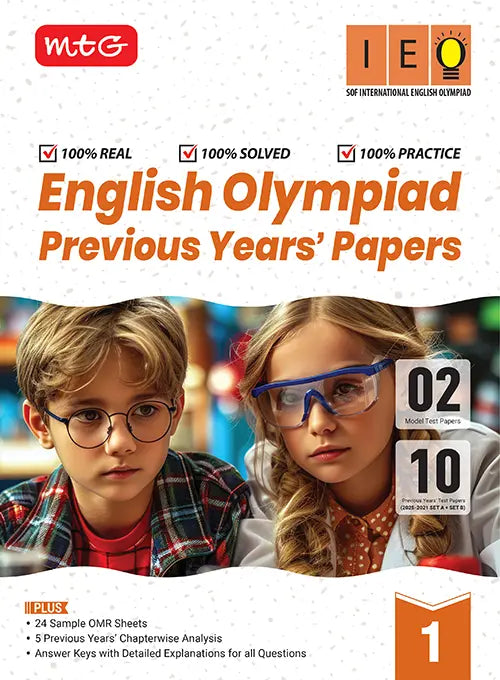 IEO Class-1 Olympiad 10 Previous Years Papers (2025-2021 Set A and B) English with Sample OMR Sheet For 2026-27 Exam, Publisher: MTG Learning Media Pvt Ltd