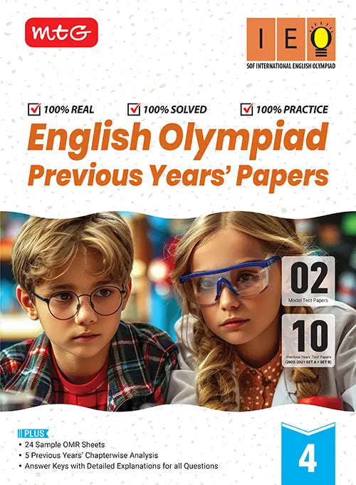 IEO Class-4 Olympiad 10 Previous Years Papers (2025-2021 Set A and B) English with Sample OMR Sheet For 2026-27 Exam, Publisher: MTG Learning Media Pvt Ltd