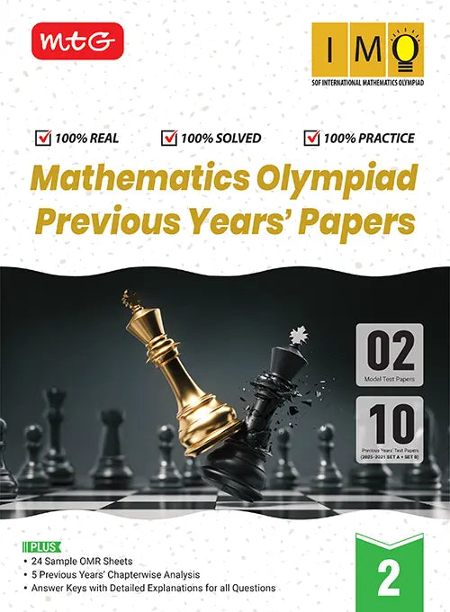 IMO Class-2 Olympiad 10 Previous Years Papers (2025-2021 Set A and B) Mathematics with Sample OMR Sheet For 2026-27 Exam, Publisher: MTG Learning Media Pvt Ltd