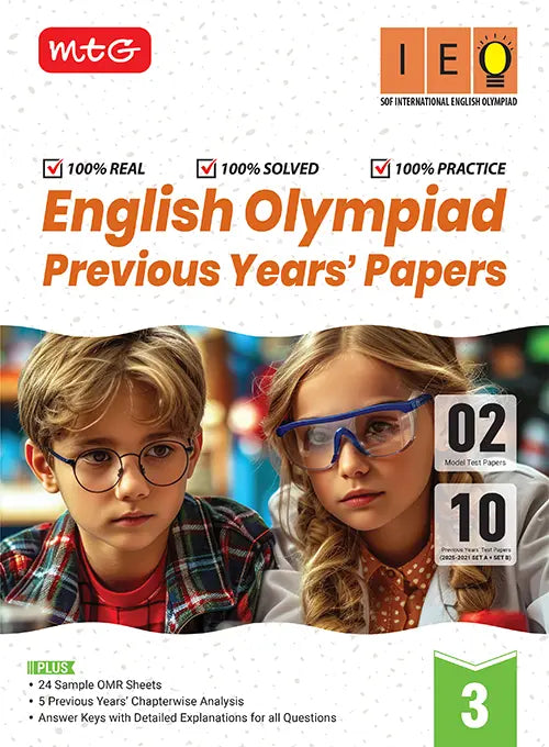 IEO Class-3 Olympiad 10 Previous Years Papers (2025-2021 Set A and B) English with Sample OMR Sheet For 2026-27 Exam, Publisher: MTG Learning Media Pvt Ltd