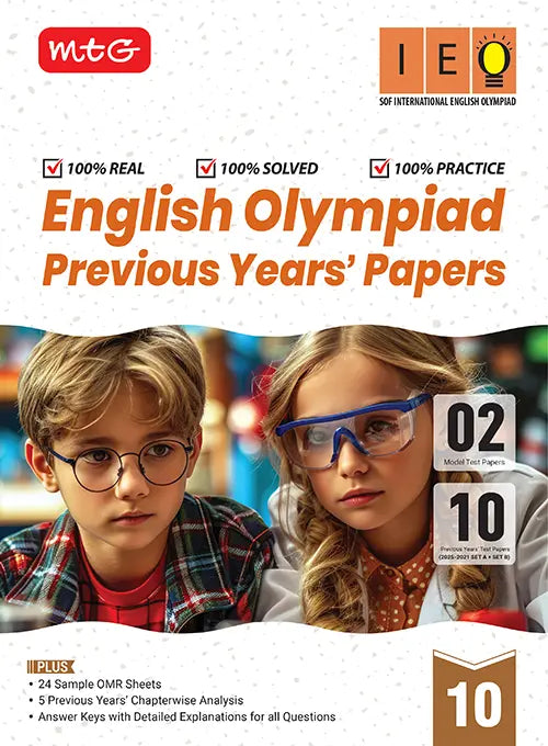 IEO Class-10 Olympiad 10 Previous Years Papers (2025-2021 Set A and B) English with Sample OMR Sheet For 2026-27 Exam, Publisher: MTG Learning Media Pvt Ltd