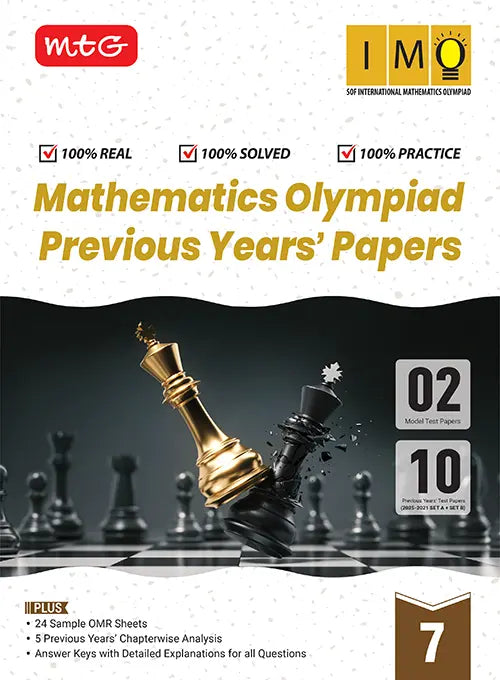 IMO Class-7 Olympiad 10 Previous Years Papers (2025-2021 Set A and B) Mathematics with Sample OMR Sheet For 2026-27 Exam, Publisher: MTG Learning Media Pvt Ltd
