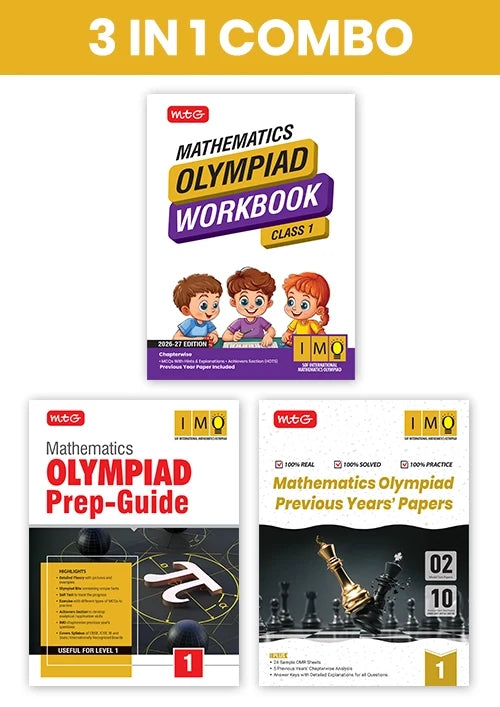 Class 1 International Mathematics Olympiad (IMO) Workbook, Prep-Guide and Previous Years Papers (PYQs) with Mock Test Paper – SOF Olympiad Books For 2026-27 Exam (3 IN 1 COMBO), Publisher: MTG Learning Media Pvt Ltd