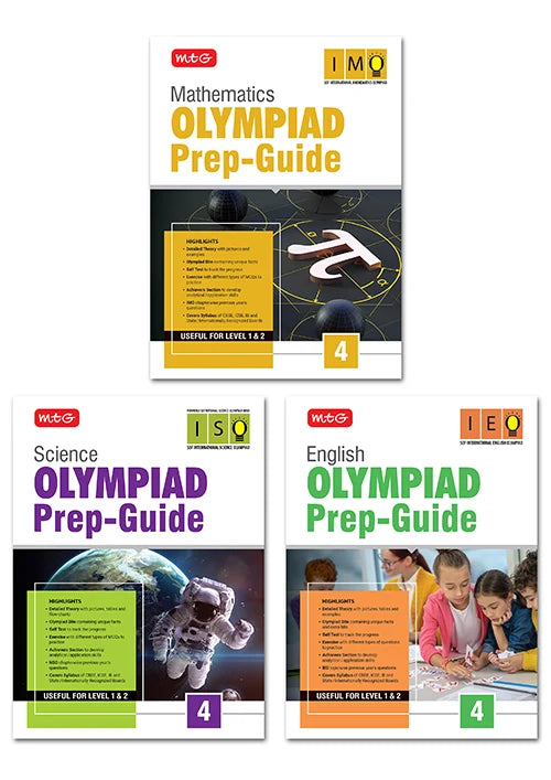 Class-4 Olympiad Prep-Guide Mathematics, Science and English (OPG Combo Pack) For SOF 2026-27 Exam, Publisher: MTG Learning Media Pvt Ltd