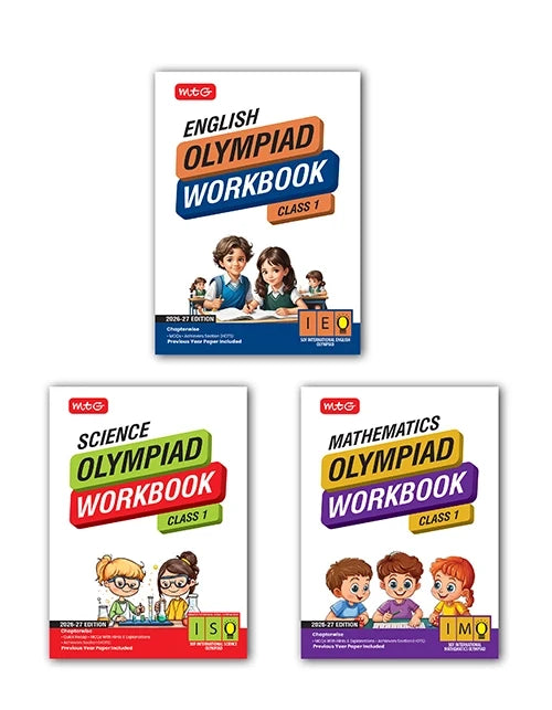 Class-1 ISO-IMO-IEO (Science, Mathematics and English) Olympiad Workbook Combo For 2026-27 Exam,Publisher: MTG Learning Media Pvt Ltd