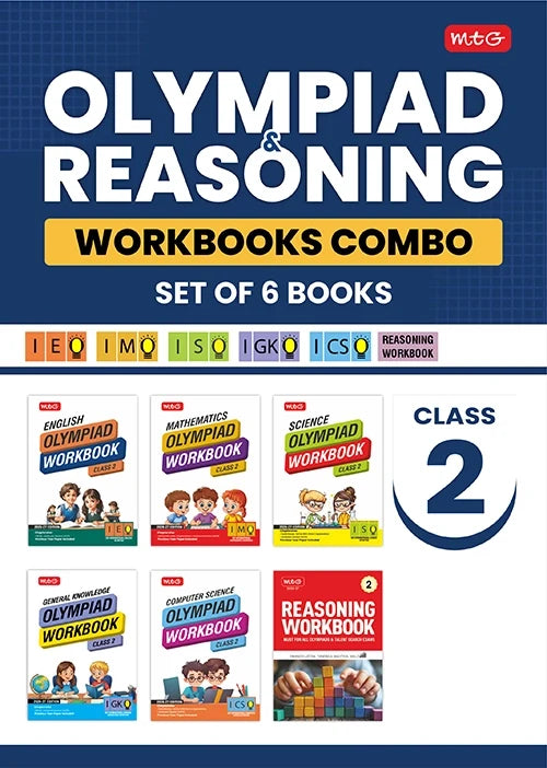 Class 2 ISO-IMO-IEO-ICSO-IGKO Olympiad Workbook and Reasoning Book Combo For 2026-27 Exam (Set of 6 Books),Publisher: MTG Learning Media Pvt Ltd