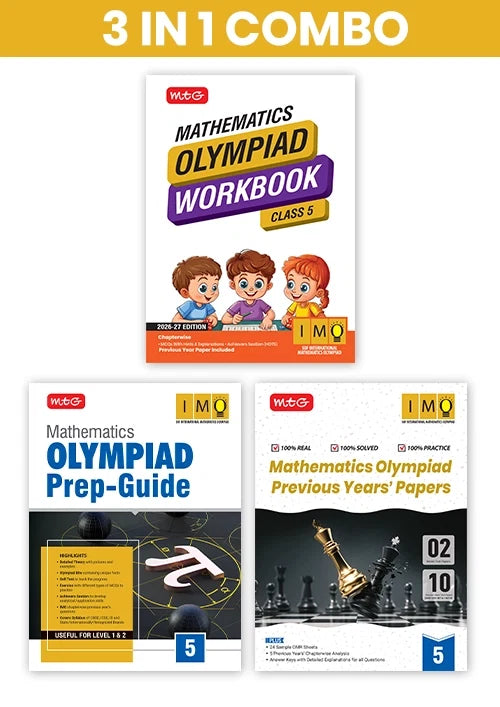 Class 5 International Mathematics Olympiad (IMO) Workbook, Prep-Guide and Previous Years Papers (PYQs) with Mock Test Paper – SOF Olympiad Books For 2026-27 Exam (3 IN 1 COMBO), Publisher: MTG Learning Media Pvt Ltd