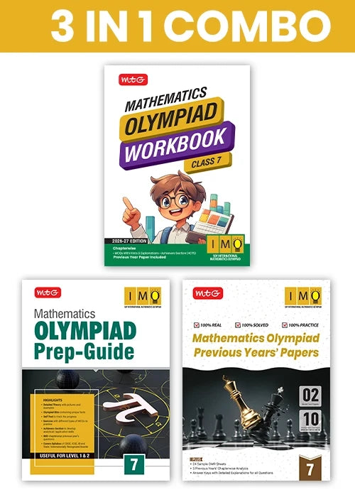 Class 7 International Mathematics Olympiad (IMO) Workbook, Prep-Guide and Previous Years Papers (PYQs) with Mock Test Paper – SOF Olympiad Books For 2026-27 Exam (3 IN 1 COMBO), Publisher: MTG Learning Media Pvt Ltd