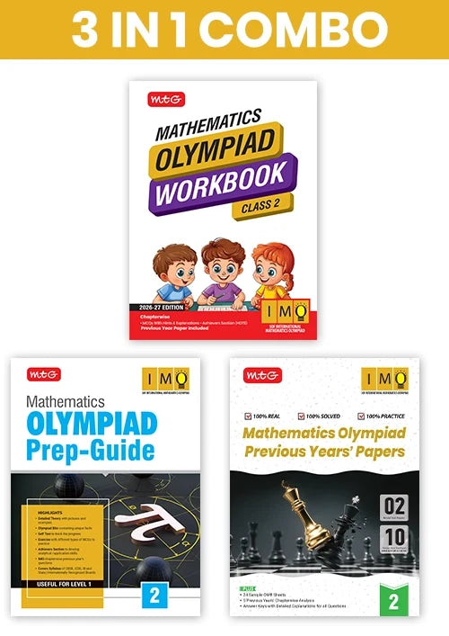 Class 2 International Mathematics Olympiad (IMO) Workbook, Prep-Guide and Previous Years Papers (PYQs) with Mock Test Paper – SOF Olympiad Books For 2026-27 Exam (3 IN 1 COMBO), Publisher: MTG Learning Media Pvt Ltd