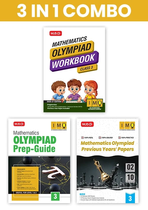 Class 3 International Mathematics Olympiad (IMO) Workbook, Prep-Guide and Previous Years Papers (PYQs) with Mock Test Paper – SOF Olympiad Books For 2026-27 Exam (3 IN 1 COMBO), Publisher: MTG Learning Media Pvt Ltd