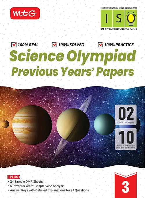 ISO Class-3 Olympiad 10 Previous Years Papers (2025-2021 Set A and B) Science with Sample OMR Sheet For 2026-27 Exam, Publisher: MTG Learning Media Pvt Ltd