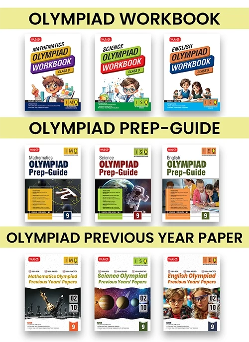 Class-9 (IMO-ISO-IEO) Olympiad Workbook, Prep-Guide and Previous Years Papers (PYQs) For 2026-27 Exam (Set of 9 Books), Publisher: MTG Learning Media Pvt Ltd