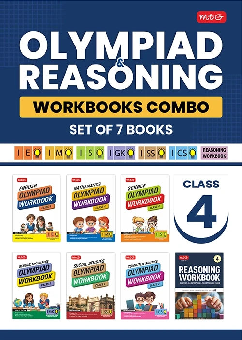 Class 4 ISO-IMO-IEO-ICSO-IGKO-ISSO Olympiad Workbook and Reasoning Book Combo For 2026-27 Exam (Set of 7 Books), Publisher: MTG Learning Media Pvt Ltd