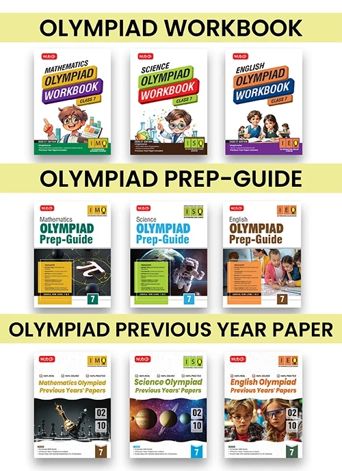 Class-7 (IMO-ISO-IEO) Olympiad Workbook, Prep-Guide and Previous Years Papers (PYQs) For 2026-27 Exam (Set of 9 Books), Publisher: MTG Learning Media Pvt Ltd