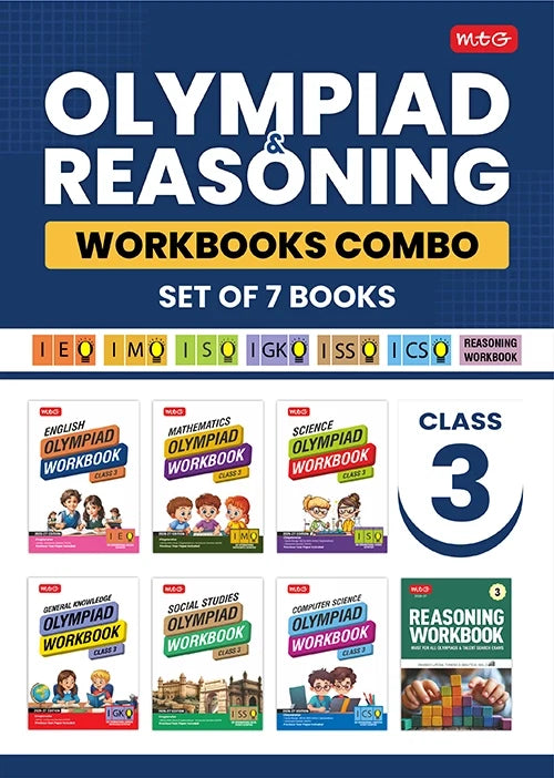 Class 3 ISO-IMO-IEO-ICSO-IGKO-ISSO Olympiad Workbook and Reasoning Book Combo For 2026-27 Exam (Set of 7 Books), Publisher: MTG Learning Media Pvt Ltd