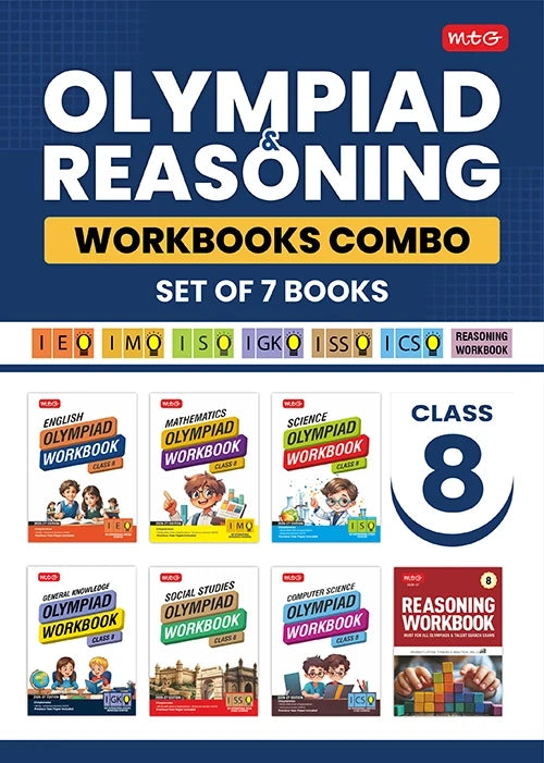 Class 8 ISO-IMO-IEO-ICSO-IGKO-ISSO Olympiad Workbook and Reasoning Book Combo For 2026-27 Exam (Set of 7 Books), Publisher: MTG Learning Media Pvt Ltd