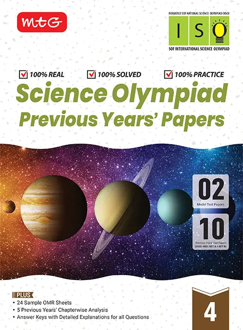 ISO Class-4 Olympiad 10 Previous Years Papers (2025-2021 Set A and B) Science with Sample OMR Sheet For 2026-27 Exam,Publisher: MTG Learning Media Pvt Ltd