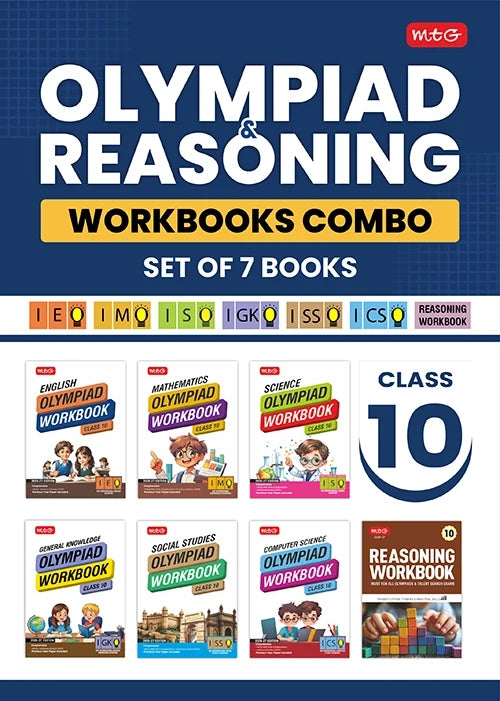 Class 10 ISO-IMO-IEO-ICSO-IGKO-ISSO Olympiad Workbook and Reasoning Book Combo For 2026-27 Exam (Set of 7 Books), Publisher: MTG Learning Media Pvt Ltd