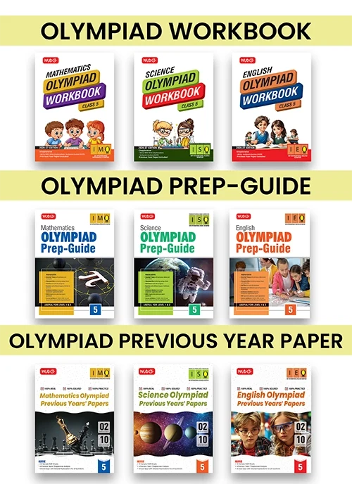 Class-5 (IMO-ISO-IEO) Olympiad Workbook, Prep-Guide and Previous Years Papers (PYQs) For 2026-27 Exam (Set of 9 Books), Publisher: MTG Learning Media Pvt Ltd