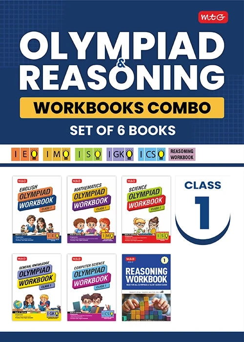 Class 1 ISO-IMO-IEO-ICSO-IGKO Olympiad Workbook and Reasoning Book Combo For 2026-27 Exam (Set of 6 Books),Publisher: MTG Learning Media Pvt Ltd