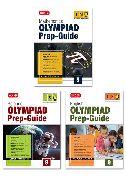Class-9 Olympiad Prep-Guide Mathematics, Science and English (OPG Combo Pack) For SOF 2026-27 Exam, Publisher: MTG Learning Media Pvt Ltd