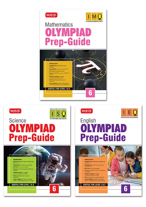 Class-6 Olympiad Prep-Guide Mathematics, Science and English (OPG Combo Pack) For SOF 2026-27 Exam, Publisher: MTG Learning Media Pvt Ltd