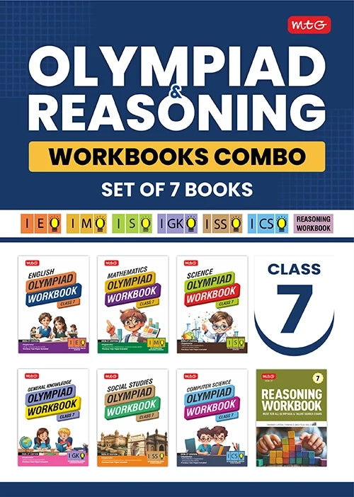 Class 7 ISO-IMO-IEO-ICSO-IGKO-ISSO Olympiad Workbook and Reasoning Book Combo For 2026-27 Exam (Set of 7 Books), Publisher: MTG Learning Media Pvt Ltd