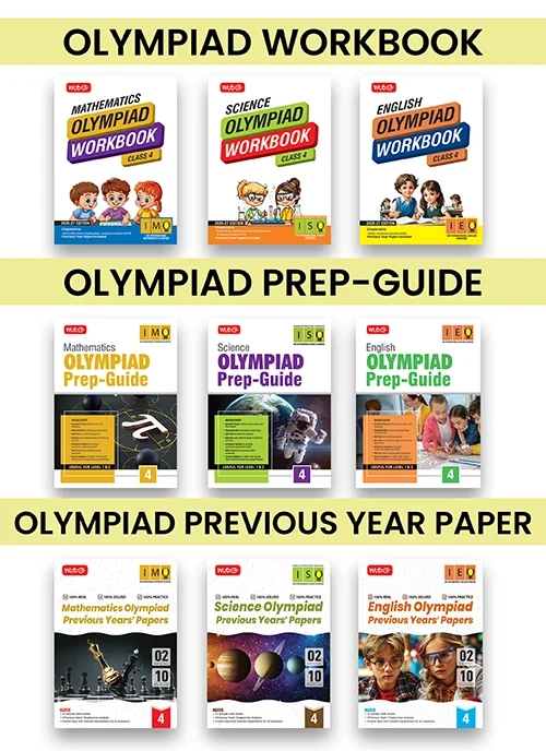Class-4 (IMO-ISO-IEO) Olympiad Workbook, Prep-Guide and Previous Years Papers (PYQs) For 2026-27 Exam (Set of 9 Books),Publisher: MTG Learning Media Pvt Ltd