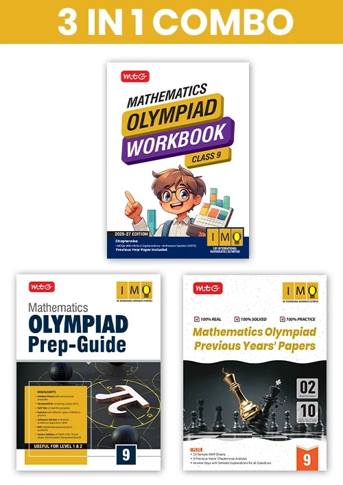 Class 9 International Mathematics Olympiad (IMO) Workbook, Prep-Guide and Previous Years Papers (PYQs) with Mock Test Paper – SOF Olympiad Books For 2026-27 Exam (3 IN 1 COMBO), Publisher: MTG Learning Media Pvt Ltd