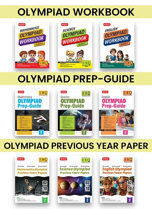 Class-2 (IMO-ISO-IEO) Olympiad Workbook, Prep-Guide and Previous Years Papers (PYQs) For 2026-27 Exam (Set of 9 Books),Publisher: MTG Learning Media Pvt Ltd