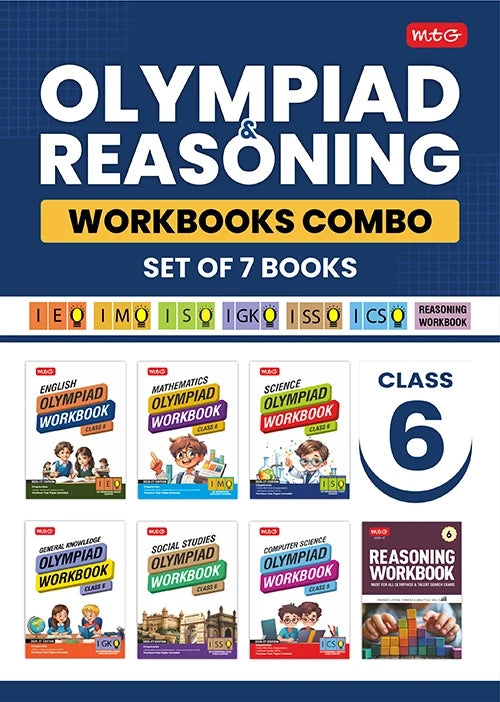 Class 6 ISO-IMO-IEO-ICSO-IGKO-ISSO Olympiad Workbook and Reasoning Book Combo For 2026-27 Exam (Set of 7 Books), Publisher: MTG Learning Media Pvt Ltd