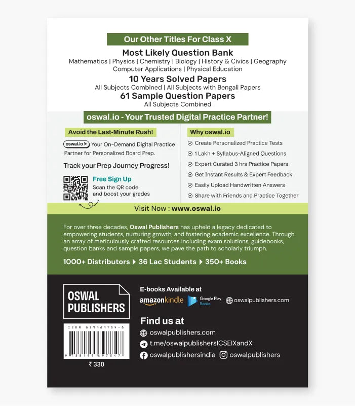 Biology Most Likely Question Bank ICSE Class 10 For 2027 Exam By Oswal Publishers