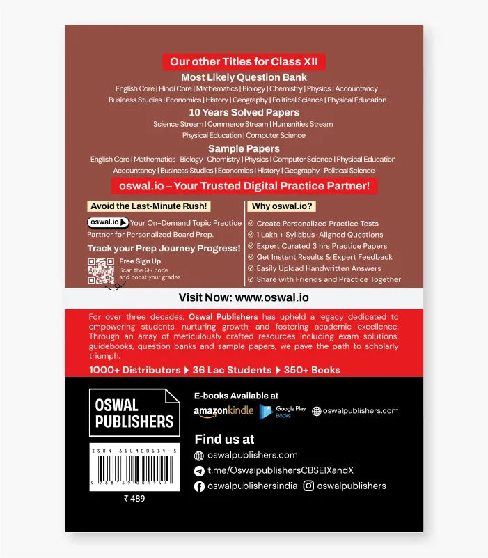 Business Studies Most Likely Question Bank CBSE Class 12 for 2027 Exam By Oswal Publishers