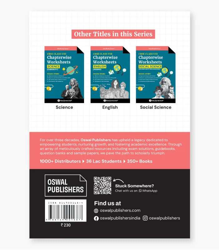 Mathematics(Part 1) Chapterwise Worksheets CBSE Class 8 Exam 2027 By Oswal Publishers