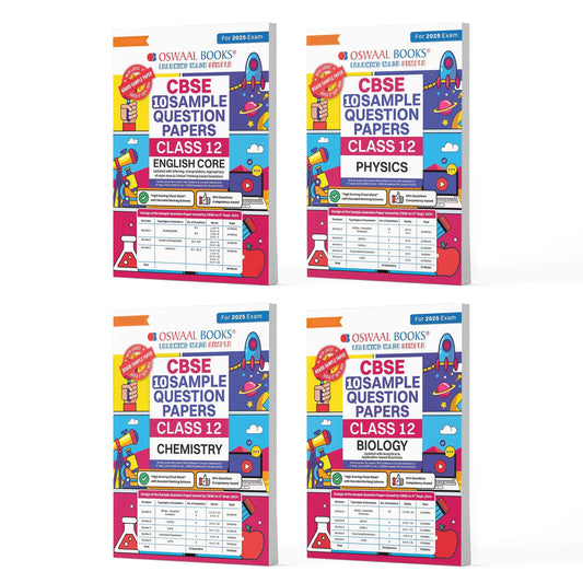 CBSE Sample Question Papers Class 12 English, Physics, Chemistry & Biology (Set of 4 Books) (For Board Exams 2025)Oswaal