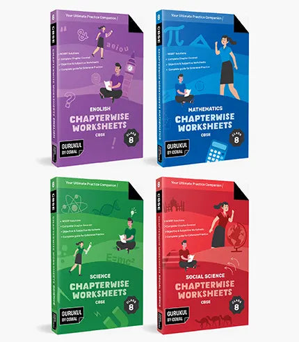 Gurukul by Oswal Chapterwise Worksheets CBSE Class 8 Bundles (Set of 4) Maths, Science, Social Science, English for Exam 2027 By Oswal Publishers