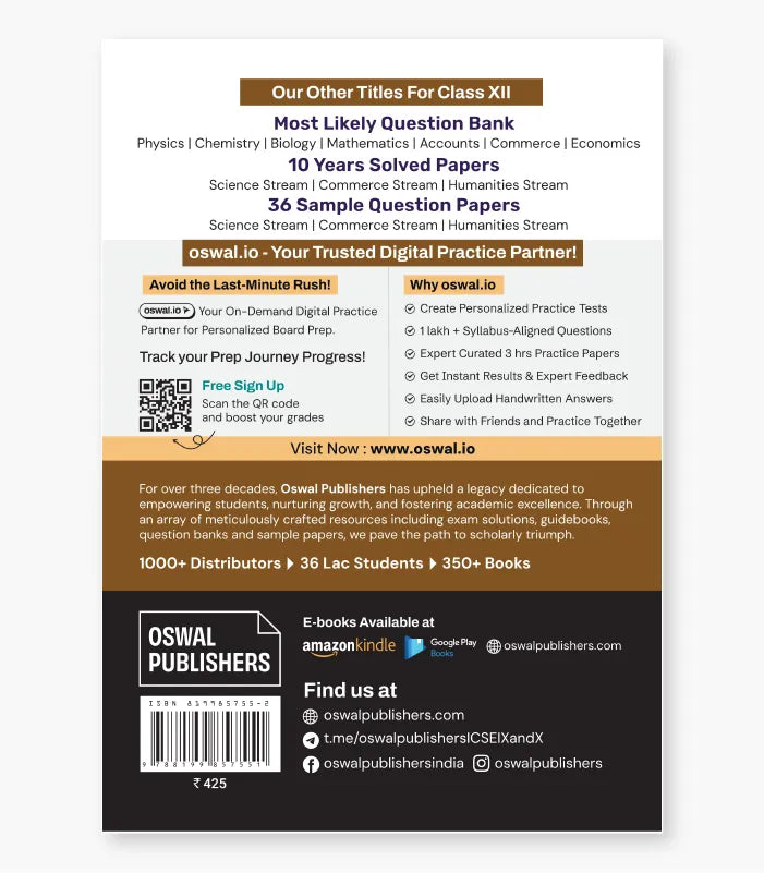 Economics Most Likely Question Bank ISC Class 12 for 2027 Exam By Oswal Publishers