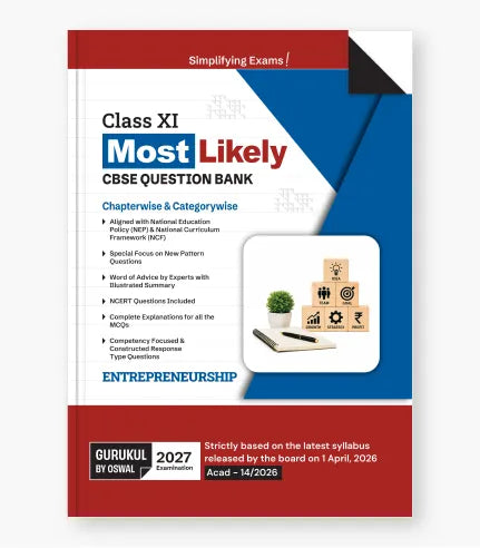Entrepreneurship Most Likely CBSE Question Bank Class 11 Exam 2027 By Oswal Publishers