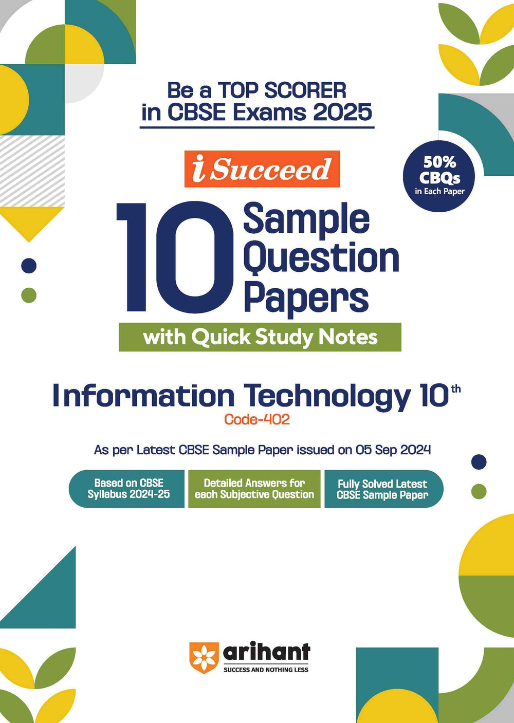 i-Succeed 10 Sample Question Papers Information Technology Class 10th Code-402 I For CBSE Exams 2025