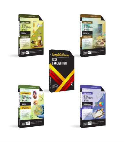 Most Likely ICSE Question Bank Class 10 Bundles (Set of 5) Physics, Chemistry, Maths, Biology & English I & II for Exam 2027 By Oswal Publishers