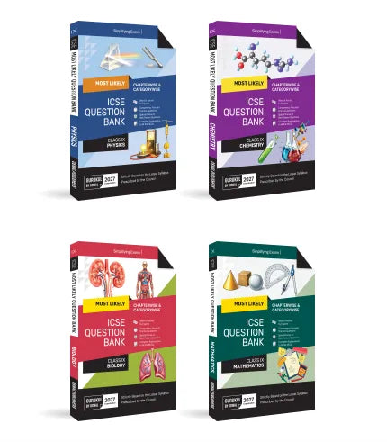 Most Likely ICSE Question Bank Class 9 Bundles (Set of 4) Physics, Chemistry, Maths & Biology for Exam 2027 By Oswal Publishers
