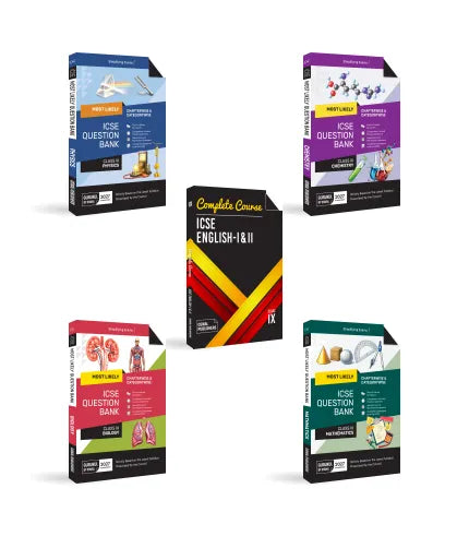 Most Likely ICSE Question Bank Class 9 Bundles (Set of 5) Physics, Chemistry & Maths, Biology & English I & II for Exam 2027 By Oswal Publishers