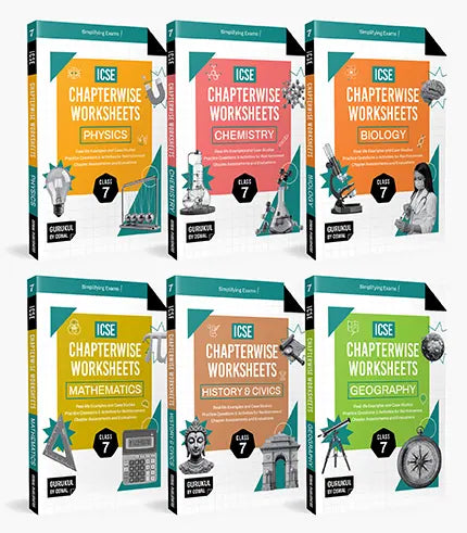 ICSE Class 7 Chapterwise Worksheets Bundles (Set of 6) Physics, Chemistry, Maths, Biology, History & Civics, Geography for Exam 2027 By Oswal Publishers