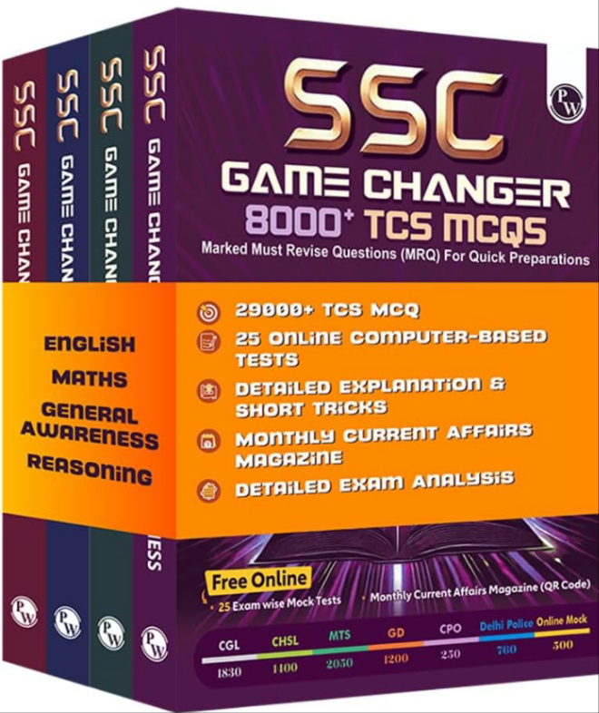 PW SSC Game Changer English, Maths, General Awareness, Reasoning Combo 29000+ TCS MCQ Till 2025 Chapter, Topic and Exam-wise Previous Year Solved Questions(PYQs) with 25 Online CBT Tests