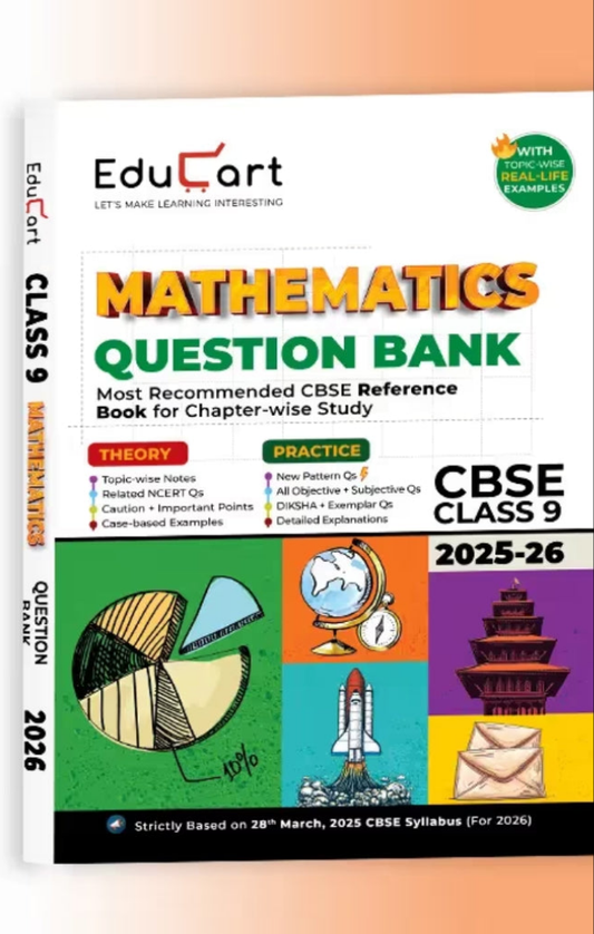 Educart CBSE Question Bank Class 9 Mathematics 2025-26 on new Syllabus 2026 (Most Recommended NCERT based Reference Book)