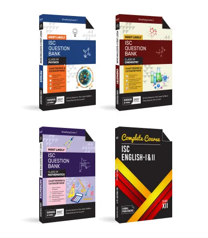 Most Likely ISC Question Bank Class 12 Bundles (Set of 4) Physics, Chemistry, Maths & English I & II for Exam 2027 By Oswal Publishers